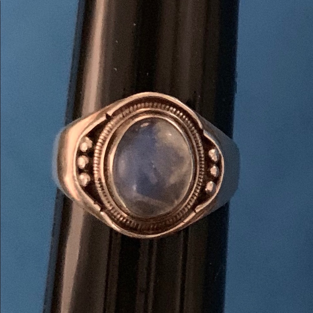 Large Rainbow Moonstone in sterling silver.